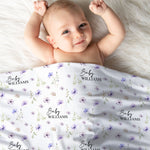 floral baby girl swaddle blanket with personalised name