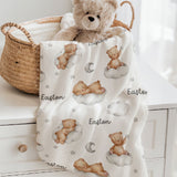 teddy bear personalised baby blankets